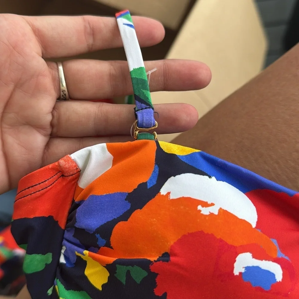 Lauren Ralph Lauren Women's Printed V-Wire Bandeau Bikini Top NWT size 4 - Picture 6 of 9